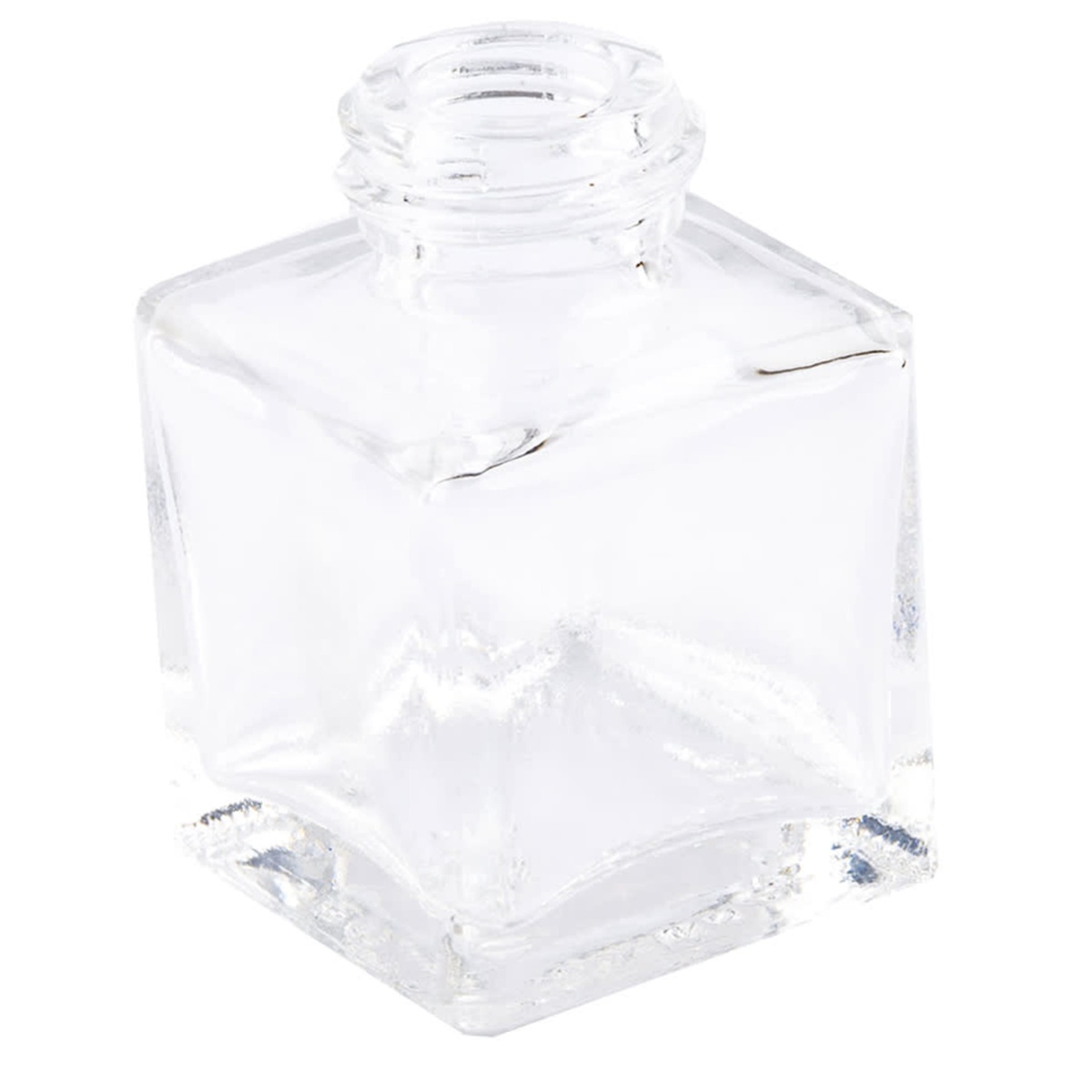 Tablecraft 30S&P cube glass shaker body without top, showing transparent interior and threaded opening