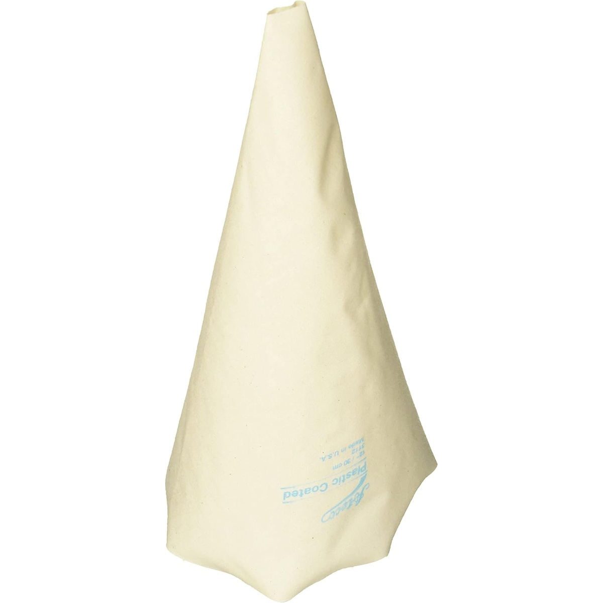 Ateco 3112 plastic-coated canvas pastry bag standing upright showing its full shape and canvas texture