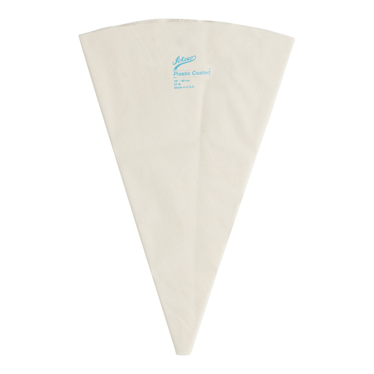 Ateco 3116 16-inch plastic-coated canvas reusable pastry bag, white triangular bag with brand label