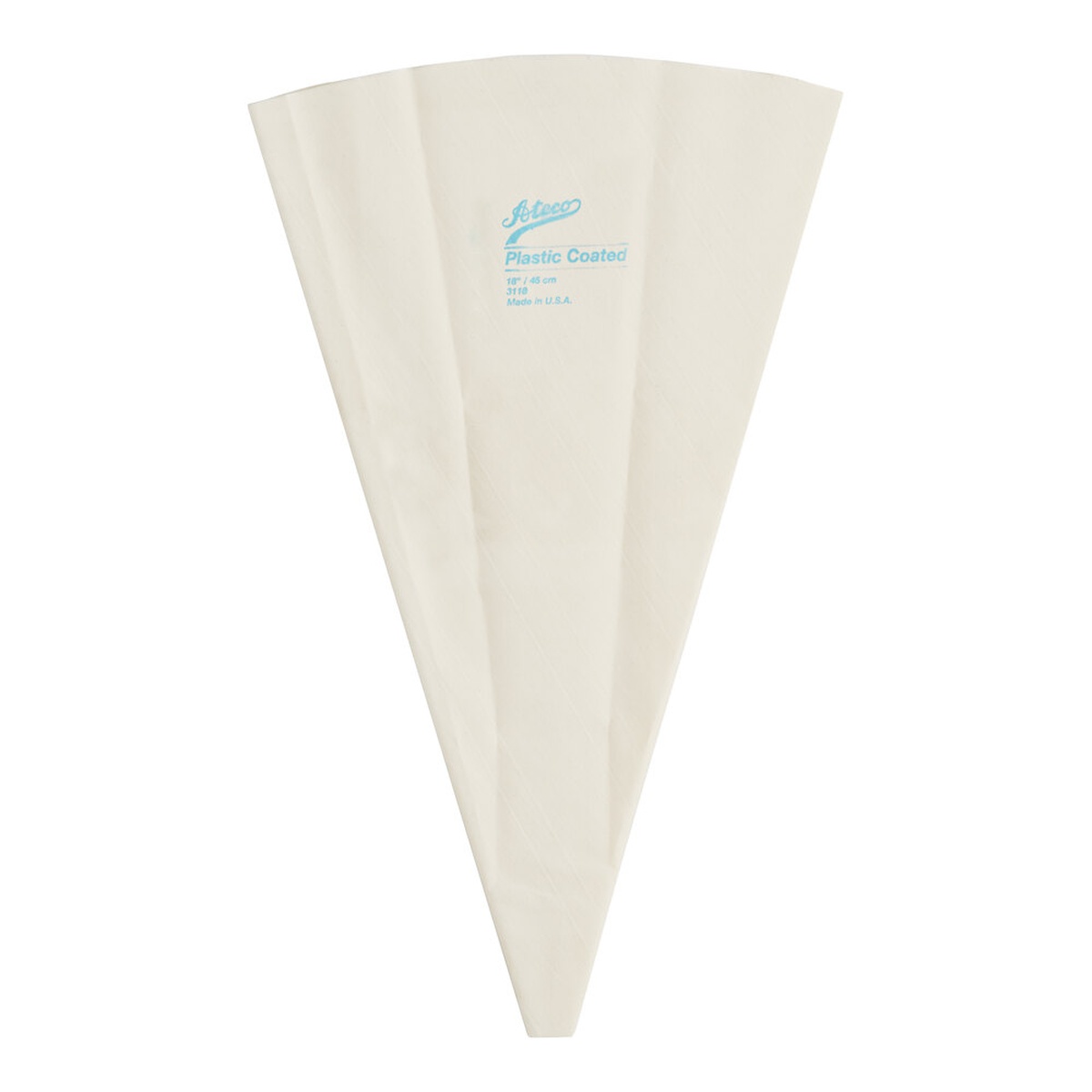 Ateco 3118 18-inch plastic-coated canvas pastry bag, white, shown flat against a white background