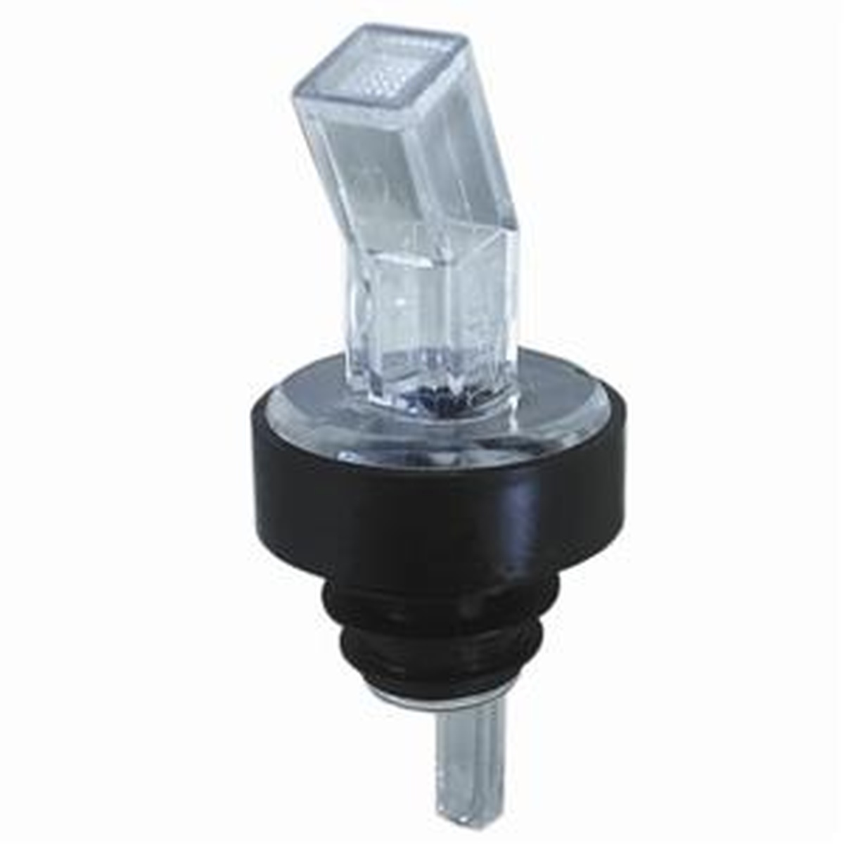 Spill-Stop 313-00 BAN-M screened pourer with clear plastic spout and black collar