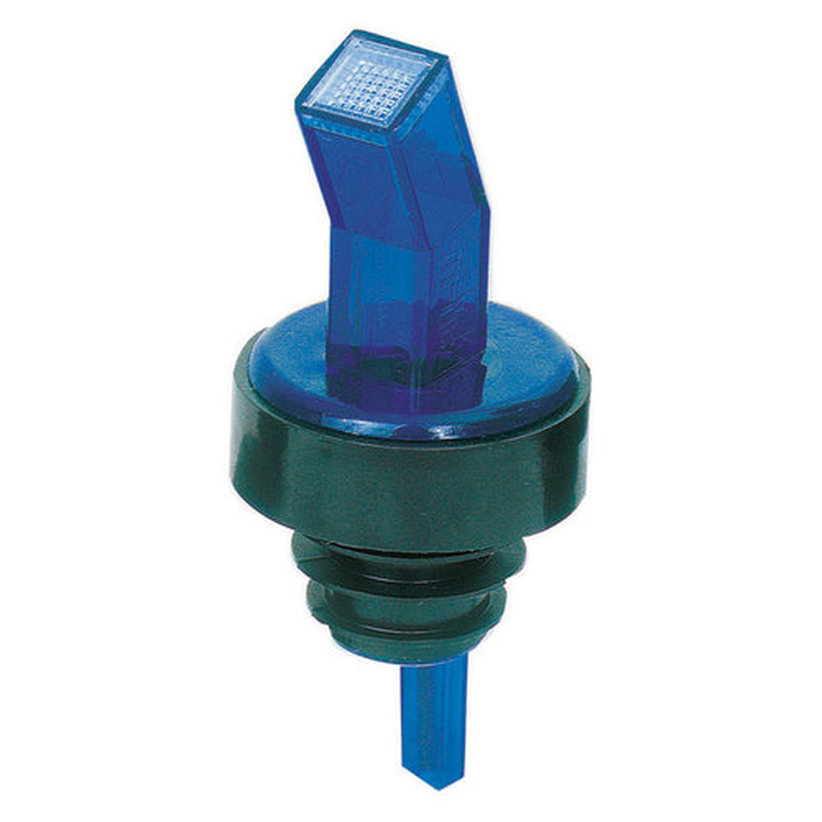 Spill-Stop 313-05 Ban-M Screened Pourer with blue spout and black collar