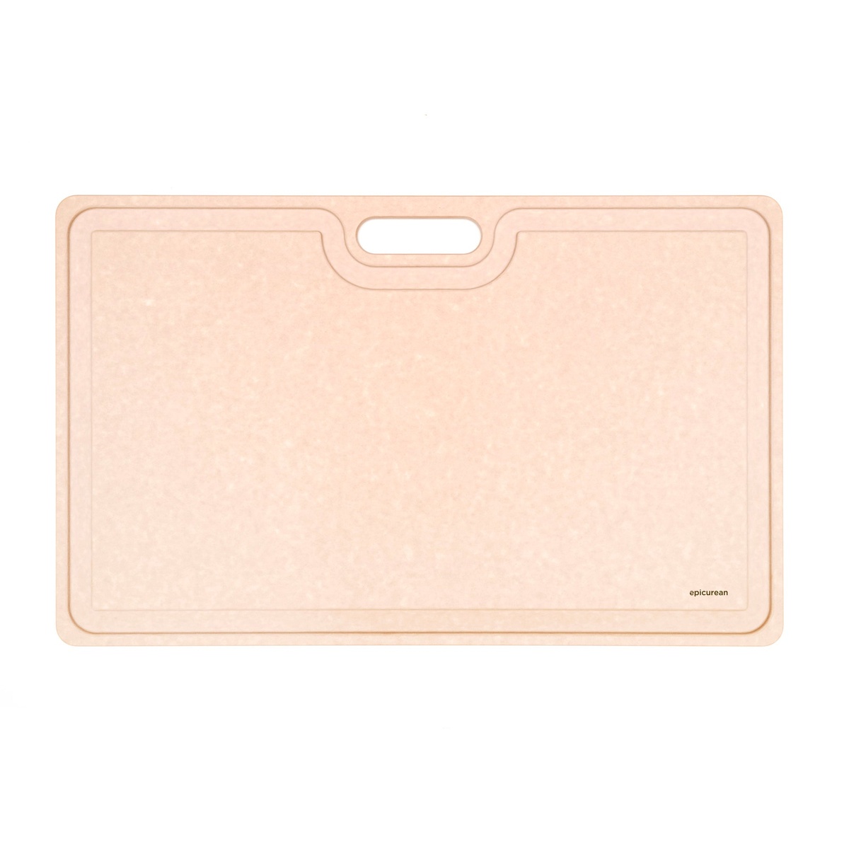 Epicurean Big Game Butcher Board front face showing integrated handle and perimeter juice groove on white background