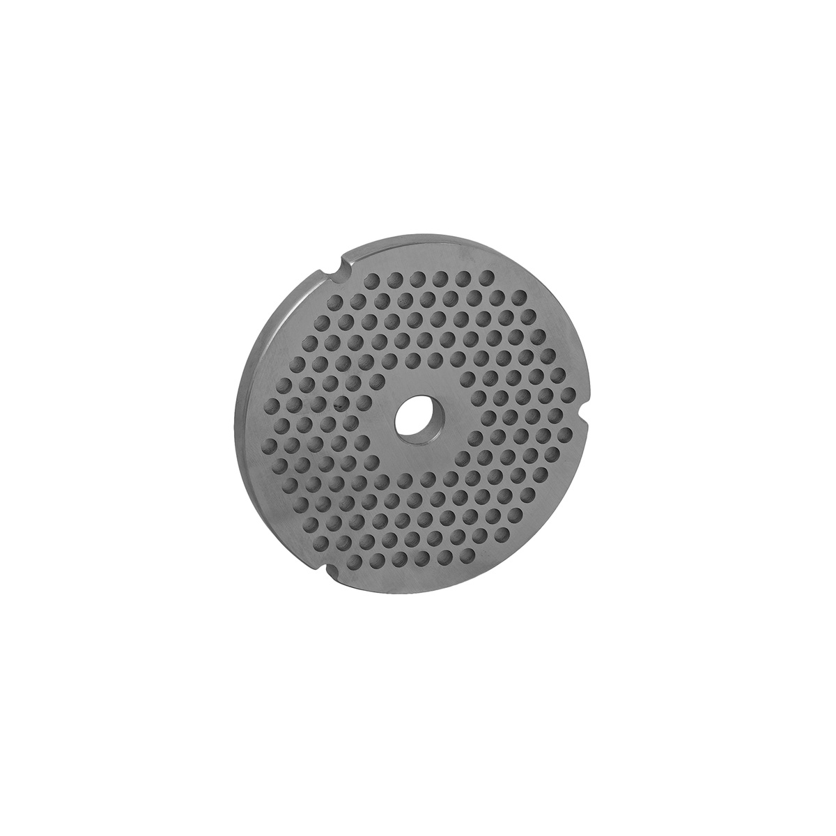 Alfa International #32 3/16-inch hubless chopper plate, front view showing maximum-drilled hole pattern