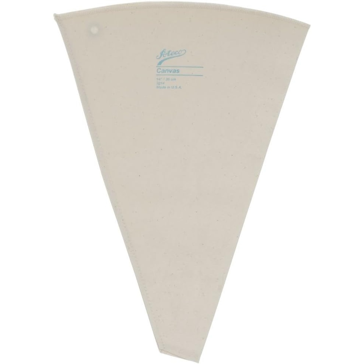 Ateco 14-inch canvas pastry decorating bag, front view showing Ateco branding and canvas material