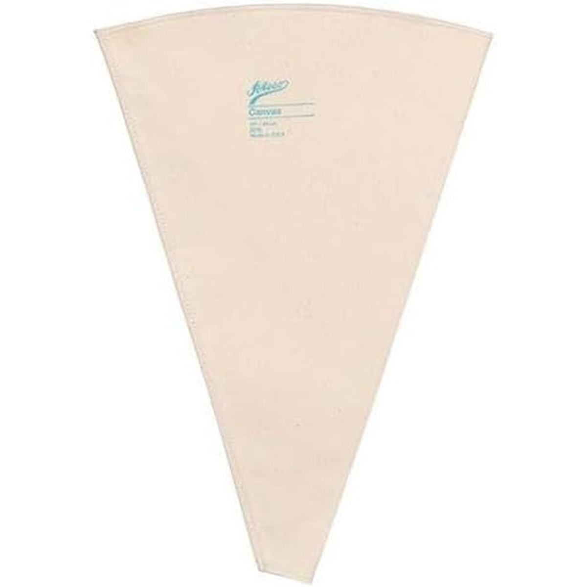 Ateco canvas pastry decorating bag, angled view showing stitched top with rustproof eyelet