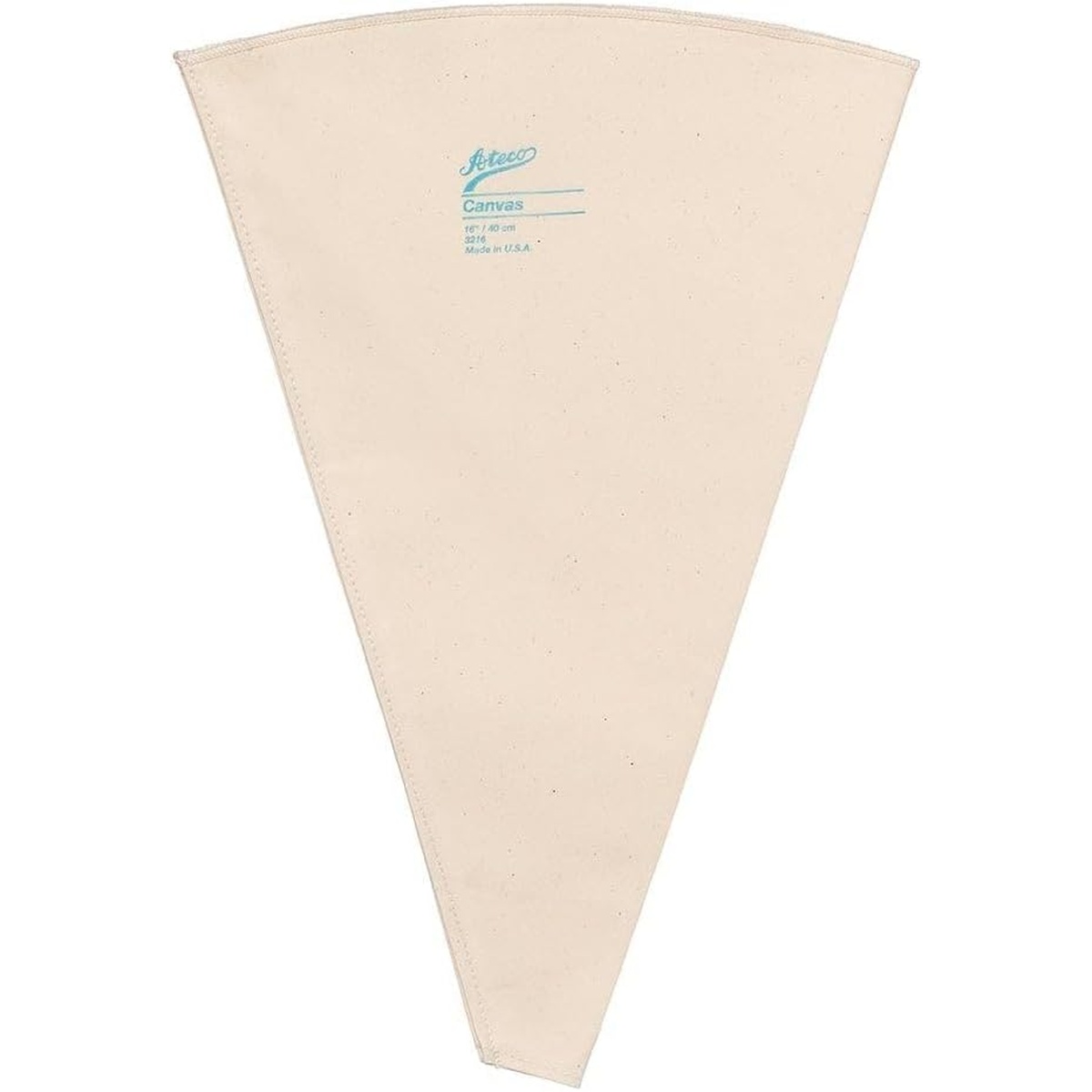 Ateco 3216 16-inch natural canvas pastry decorating bag with French-seamed sides and Ateco branding