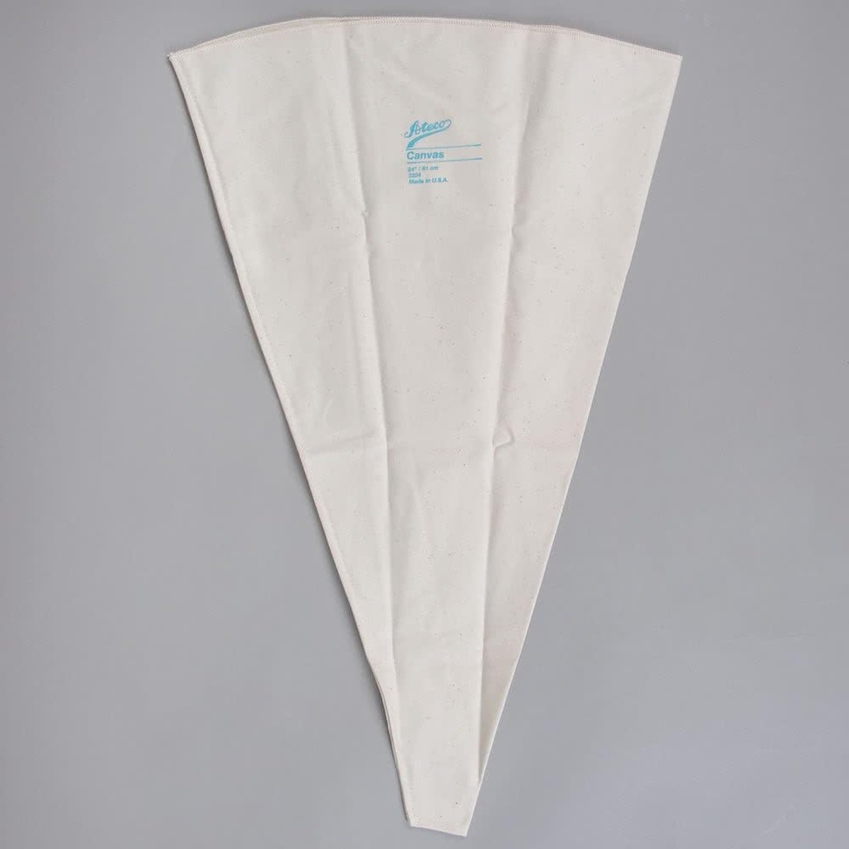 Ateco 3224 canvas pastry bag laid flat showing full 24-inch triangular shape and Ateco branding