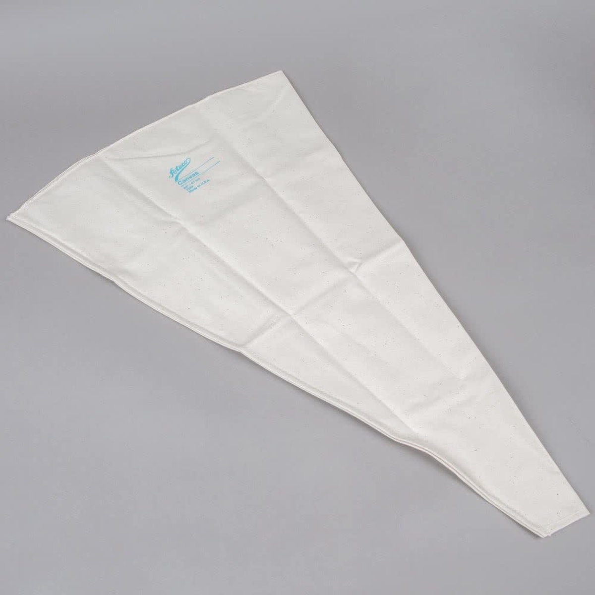 Ateco 3224 canvas pastry bag shown at a diagonal angle displaying the full body and tapered tip