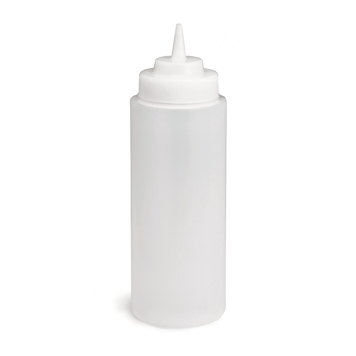 TableCraft 3263C 32 oz clear widemouth squeeze bottle with natural cone tip cap