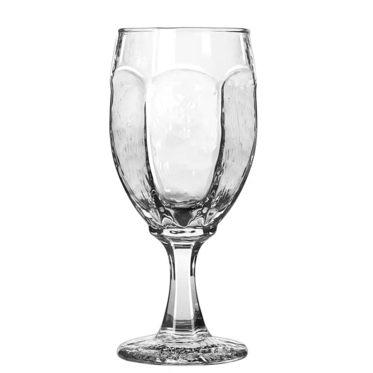 Libbey 3264 Chivalry 8 oz. clear stemmed wine glass with paneled hammered exterior and wide foot