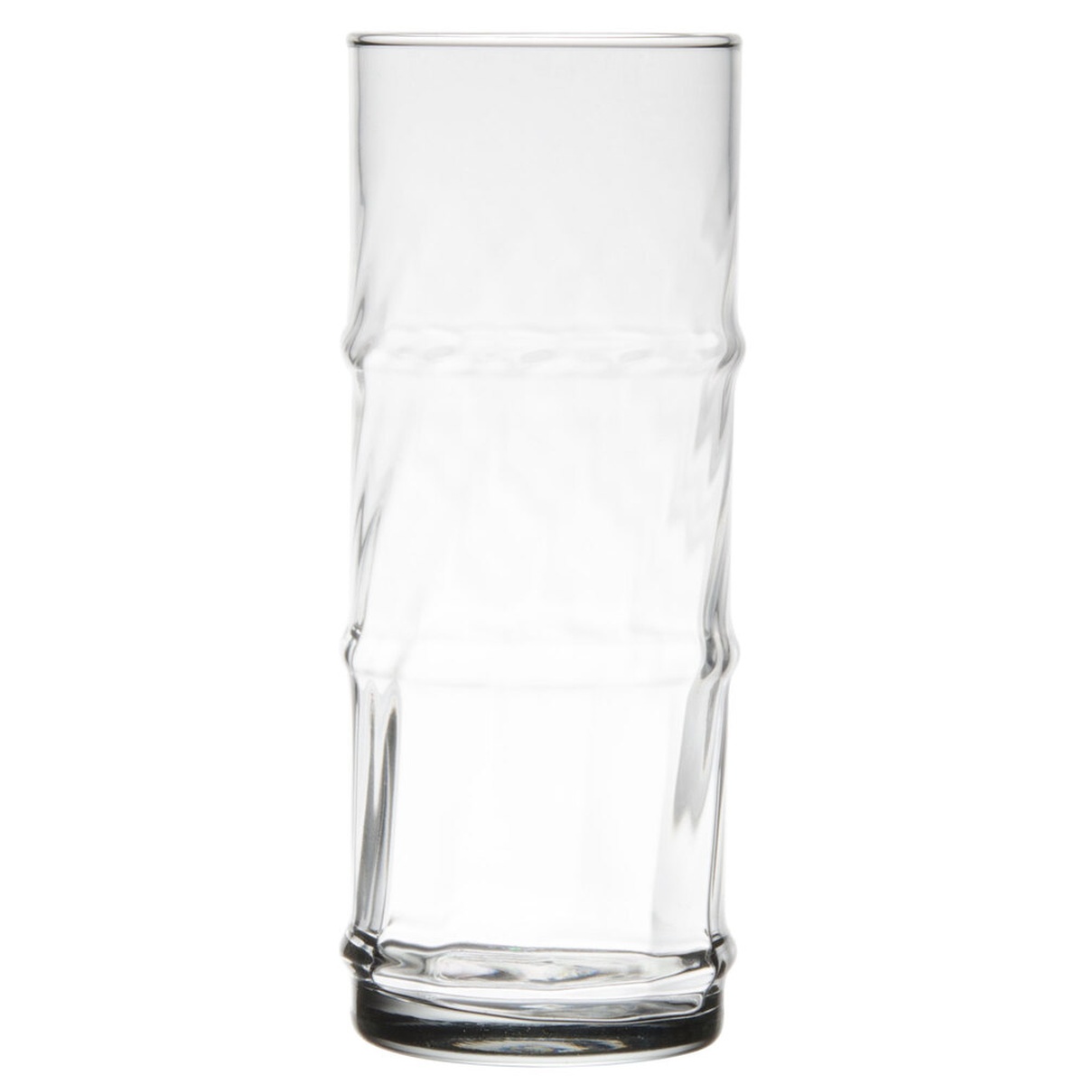 Libbey 32802 16 oz clear specialty cooler glass with bamboo-style horizontal ridges and diagonal panels