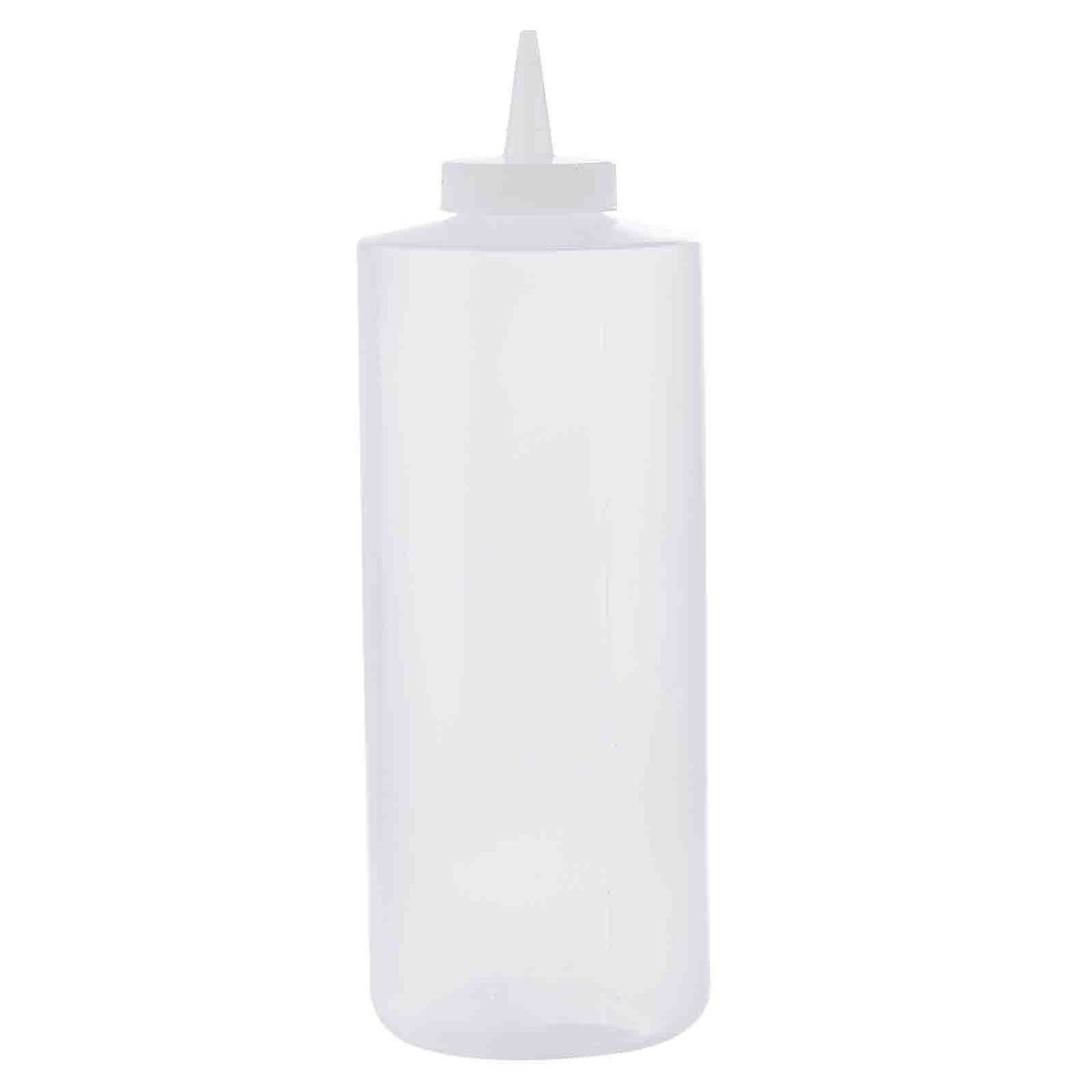 TableCraft 32C clear LDPE squeeze bottle with cone tip, transparent view