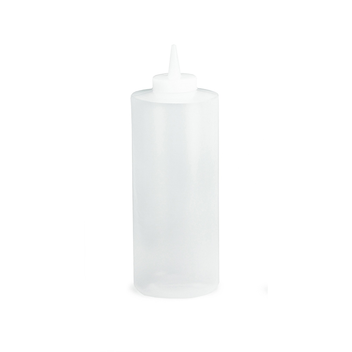 TableCraft 32C clear squeeze bottle with natural cone tip on white background