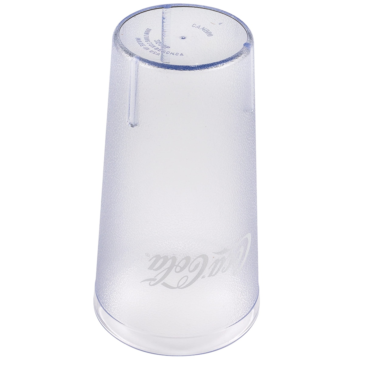 Cambro 32CC152 tumbler viewed inverted from the bottom, showing interior stacking lugs and Cambro USA molded markings
