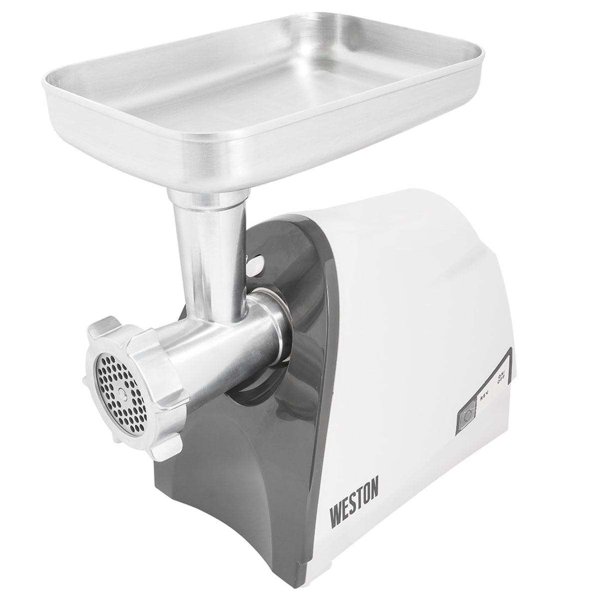 Electric meat grinder with stainless feed tray and #8 grinding head