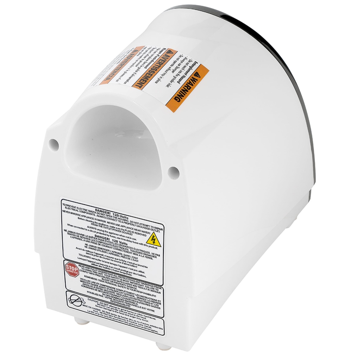 Rear view of the meat grinder motor housing