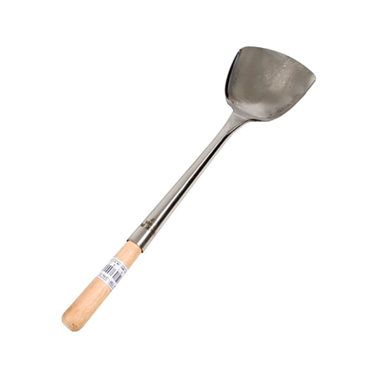 Town 33942 stainless steel wok shovel with wood handle on white background