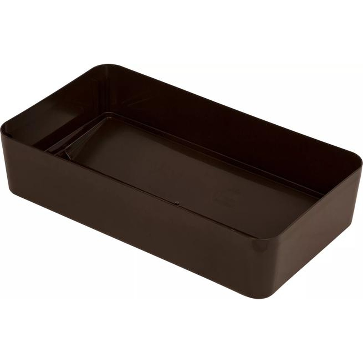 Interior underside view of dark brown TrimLine swing top lid showing molded ABS plastic construction
