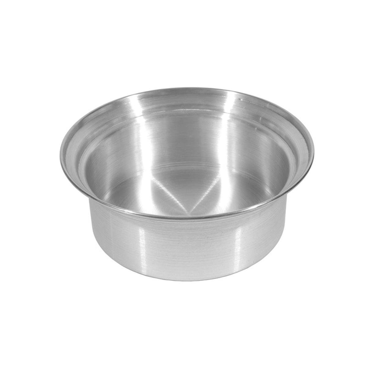 Aluminum water pan for bamboo steamer, round brushed silver bowl with flared rim