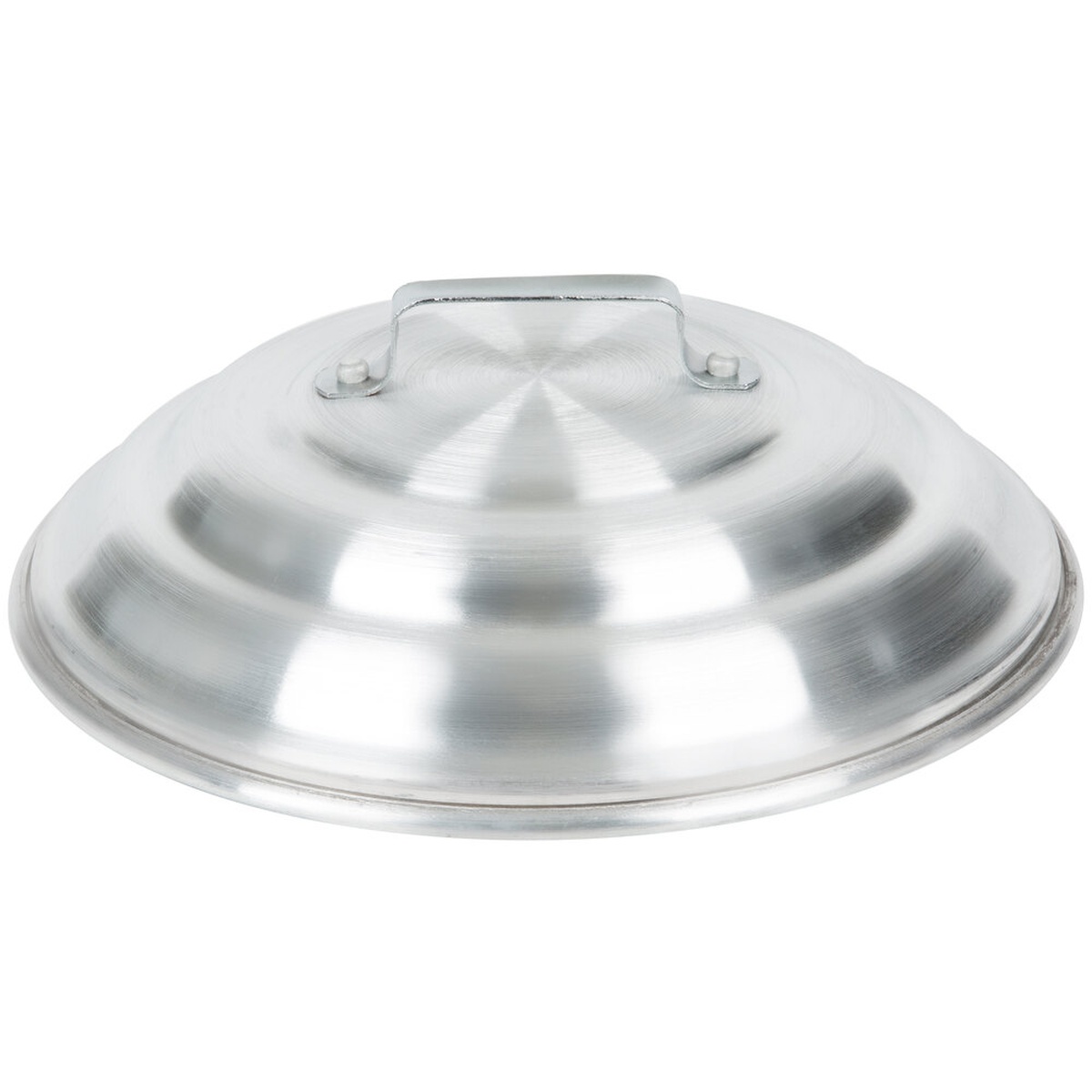 Town 34512 12-inch round aluminum steamer cover with center handle on white background