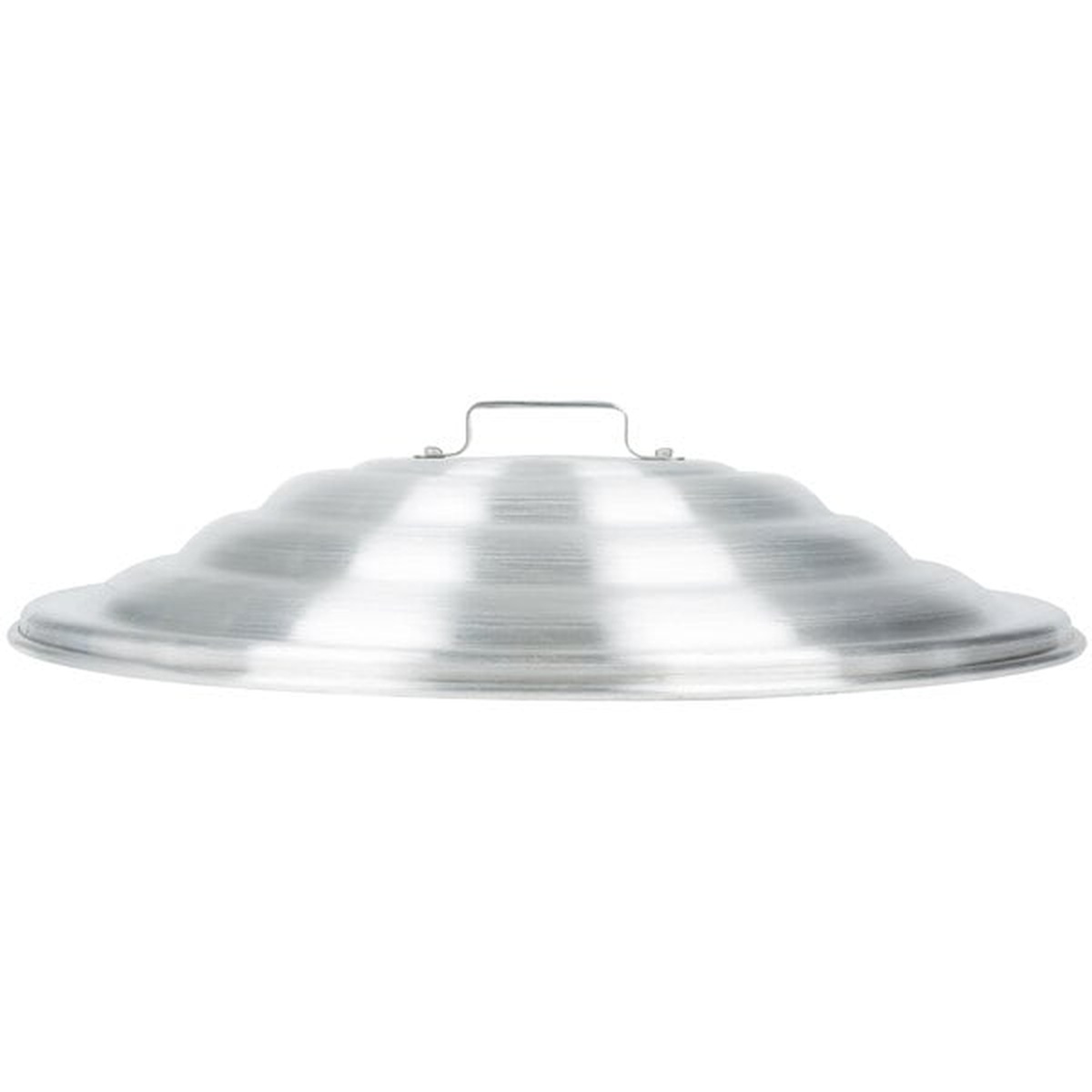 Town 34518 aluminum steamer cover, side profile view showing layered dome construction and handle