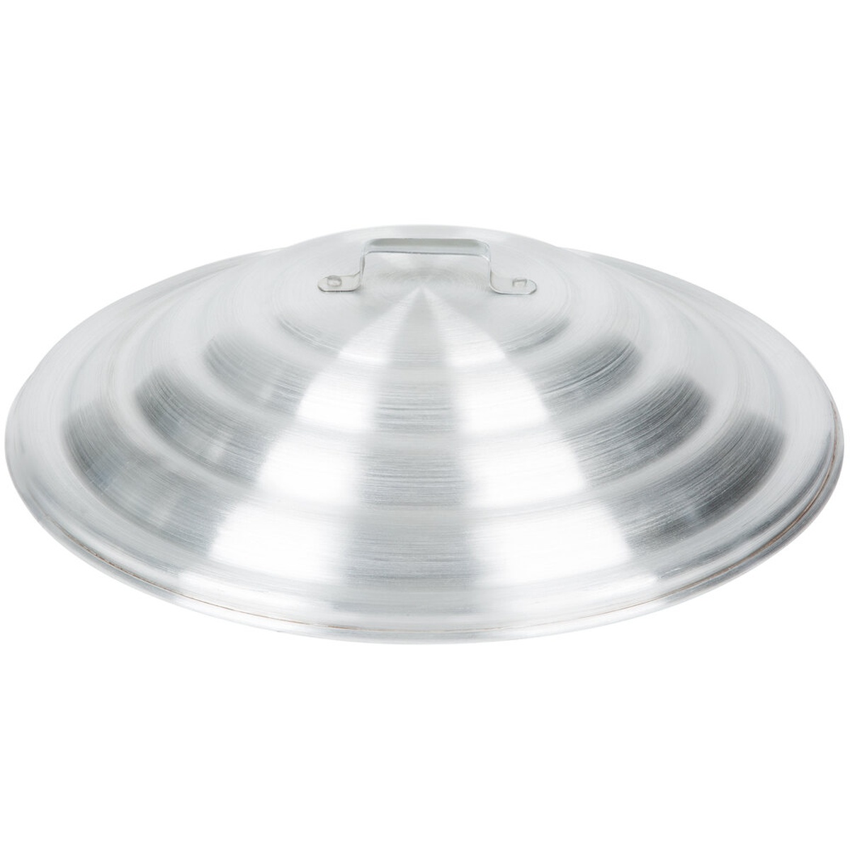 Town 34518 18-inch aluminum steamer cover, top-down angled view showing domed profile and metal handle