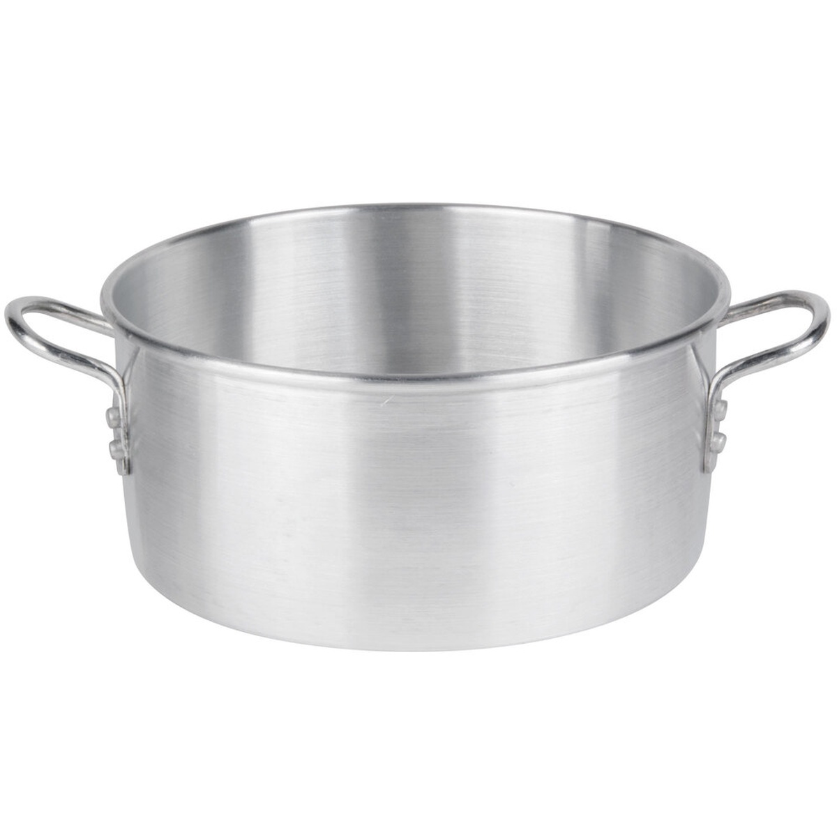 Town 34612 aluminum steamer water pan with two riveted handles, angled top view