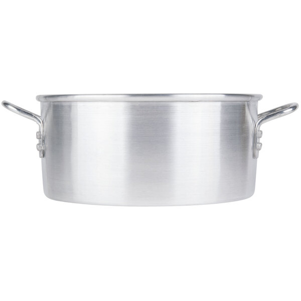 Town 34612 aluminum steamer water pan, straight side view showing riveted loop handles
