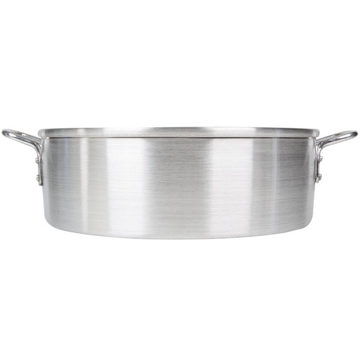 Town 34616 aluminum steamer water pan front view showing riveted side handles and brushed finish