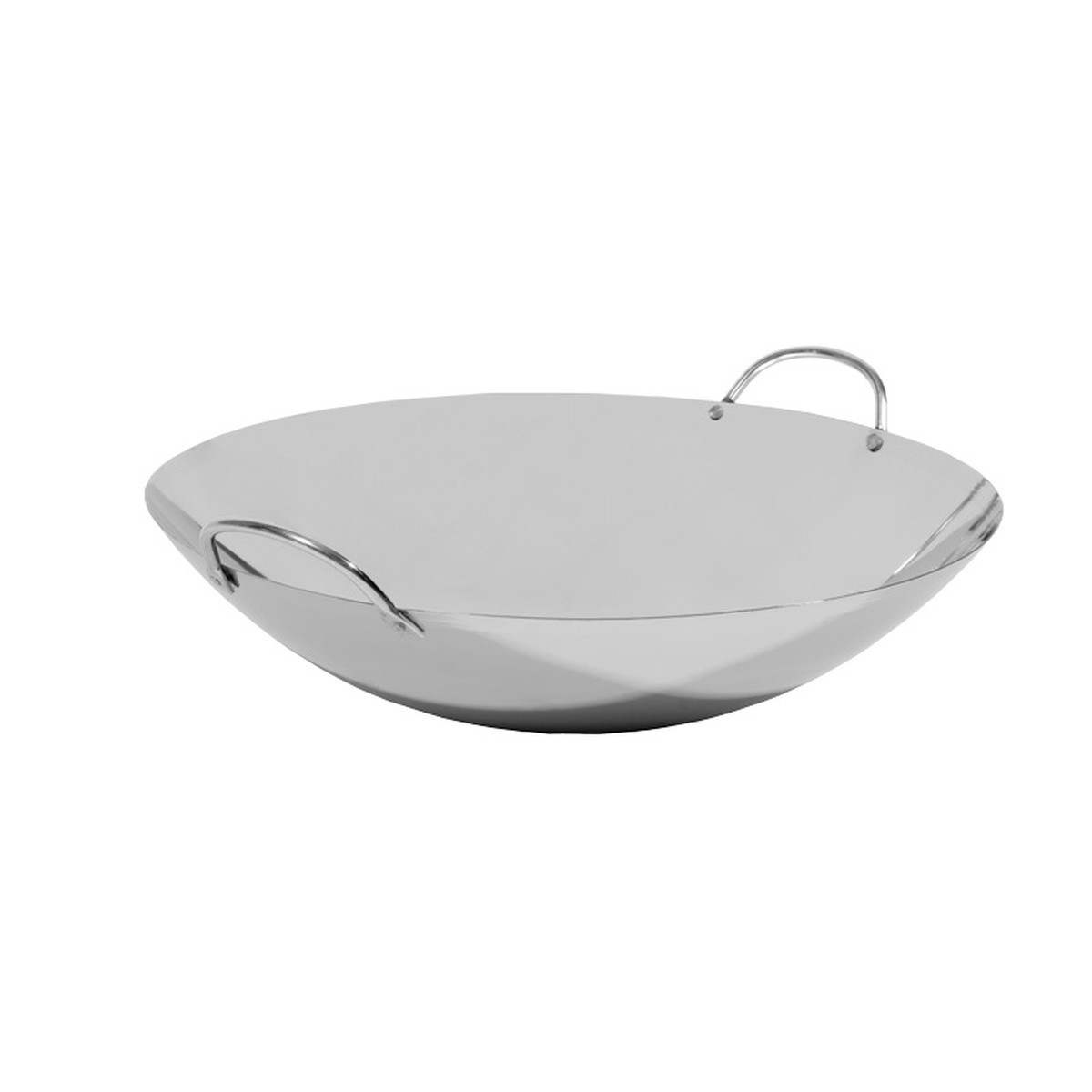 Town 34705 14-inch stainless steel Cantonese serving wok with two loop handles on white background