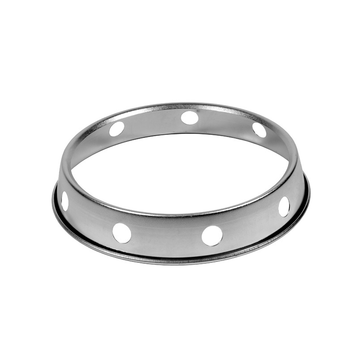 Town 14-inch stainless steel wok ring with circular ventilation holes on a white background