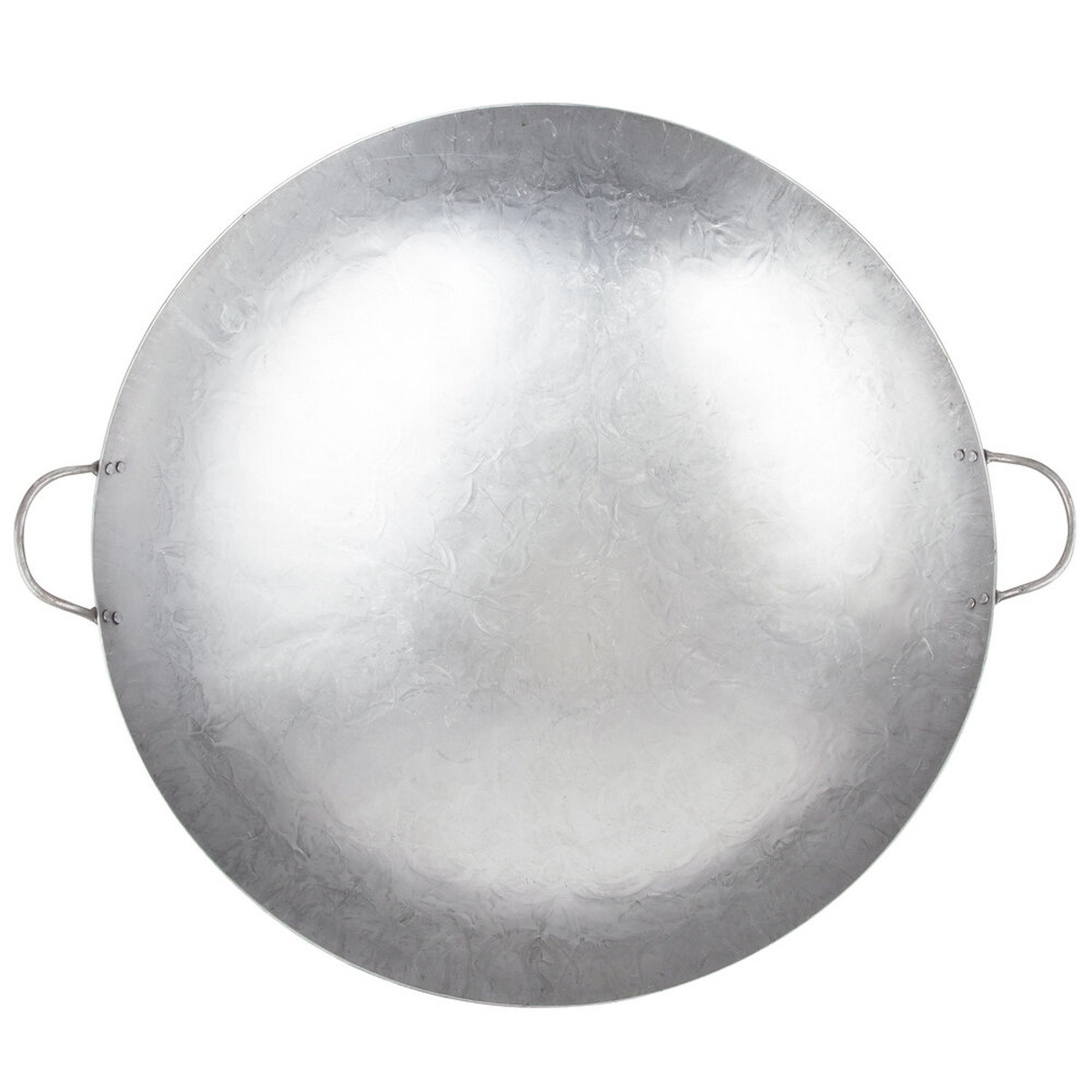 Town 34726 Cantonese wok top-down view showing hand-hammered surface and dual riveted loop handles