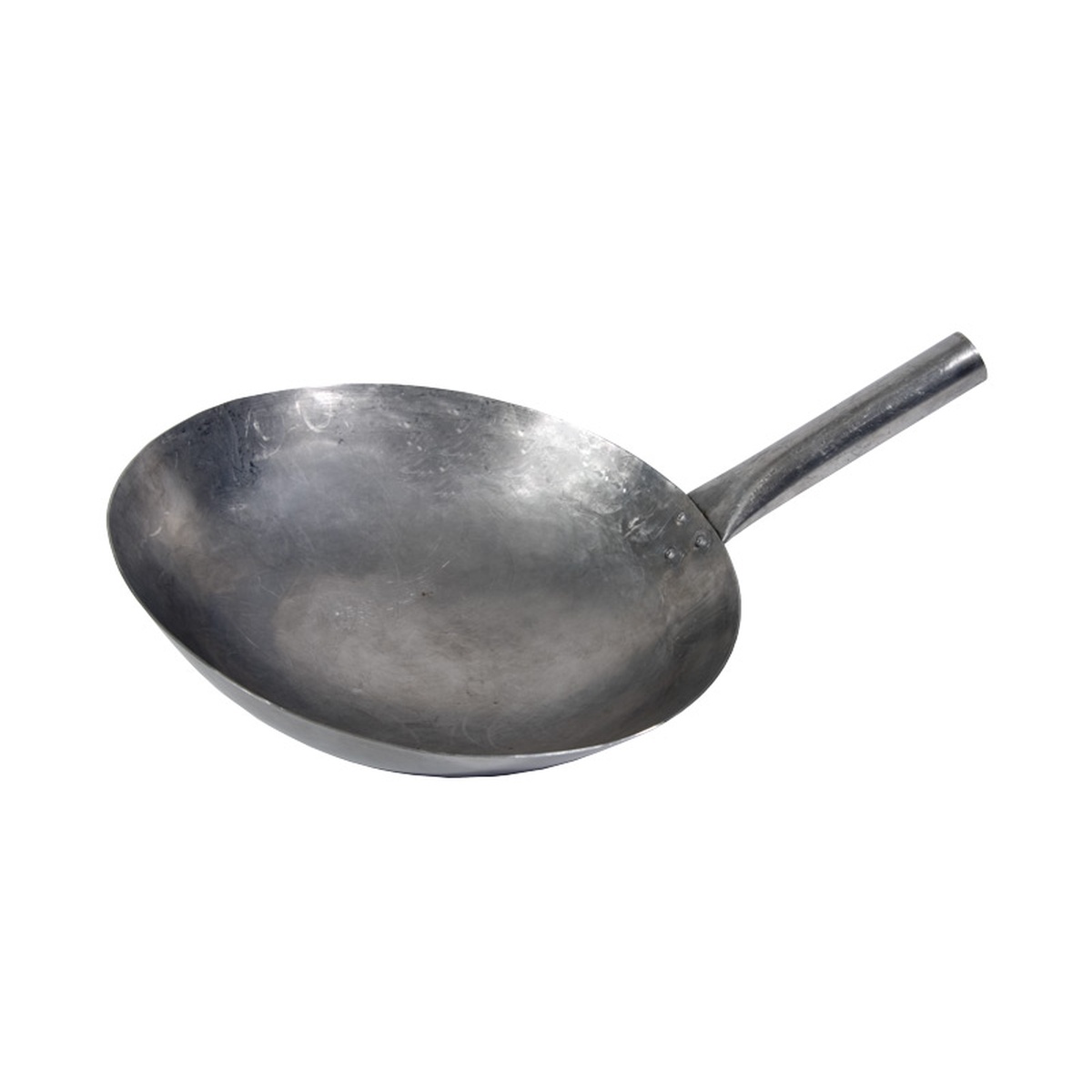 Town 34742 12-inch carbon steel Mandarin wok with steel handle on white background