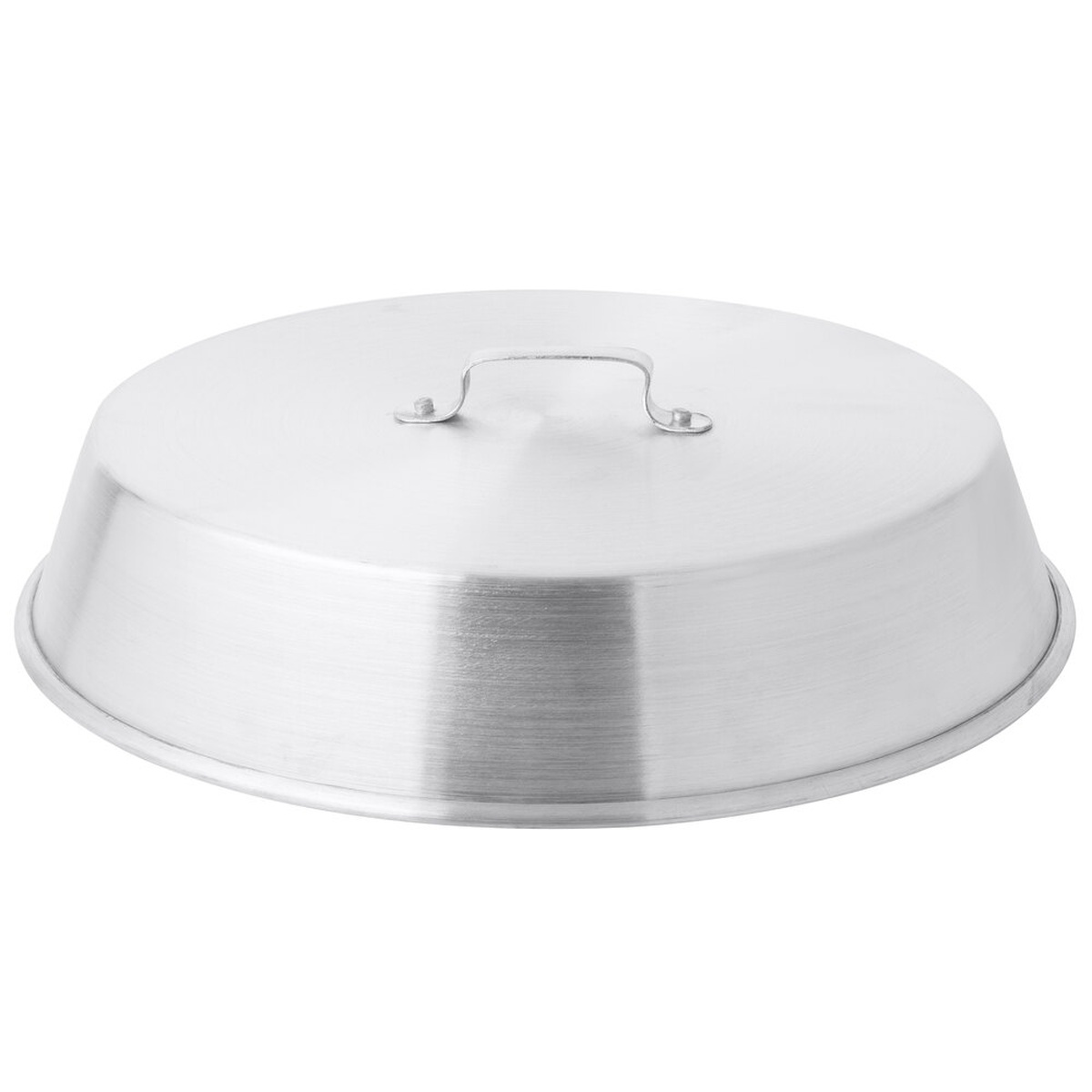 Town 34920 19 3/4-inch dome-shaped aluminum wok cover with riveted handle, shown on white background