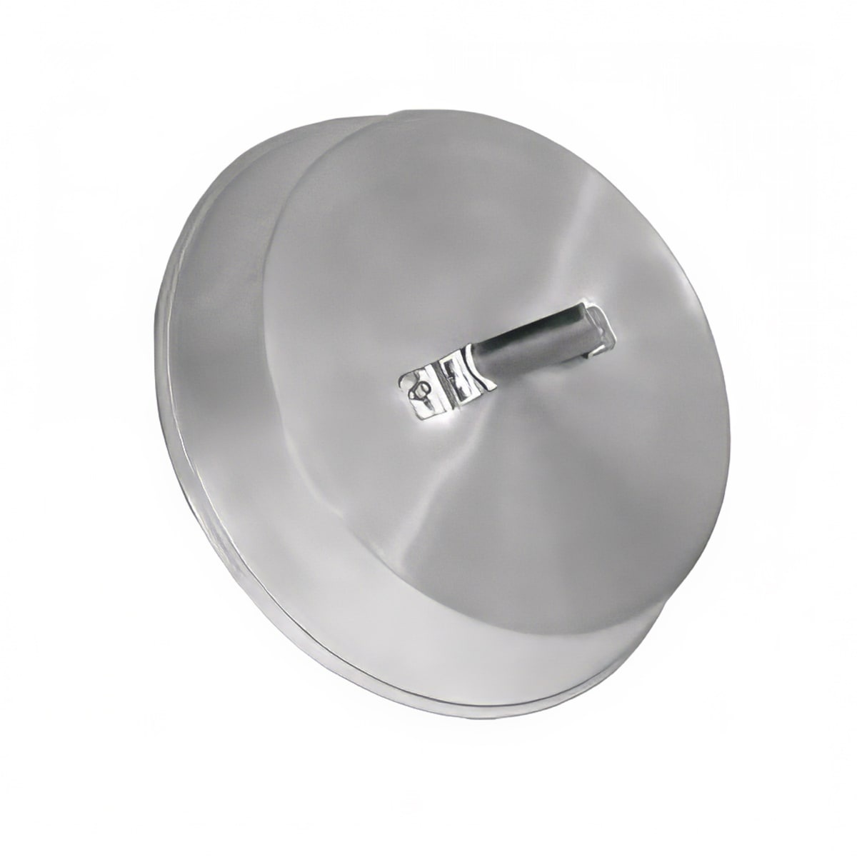 Town 34922 aluminum wok cover with riveted handle, silver finish, top view