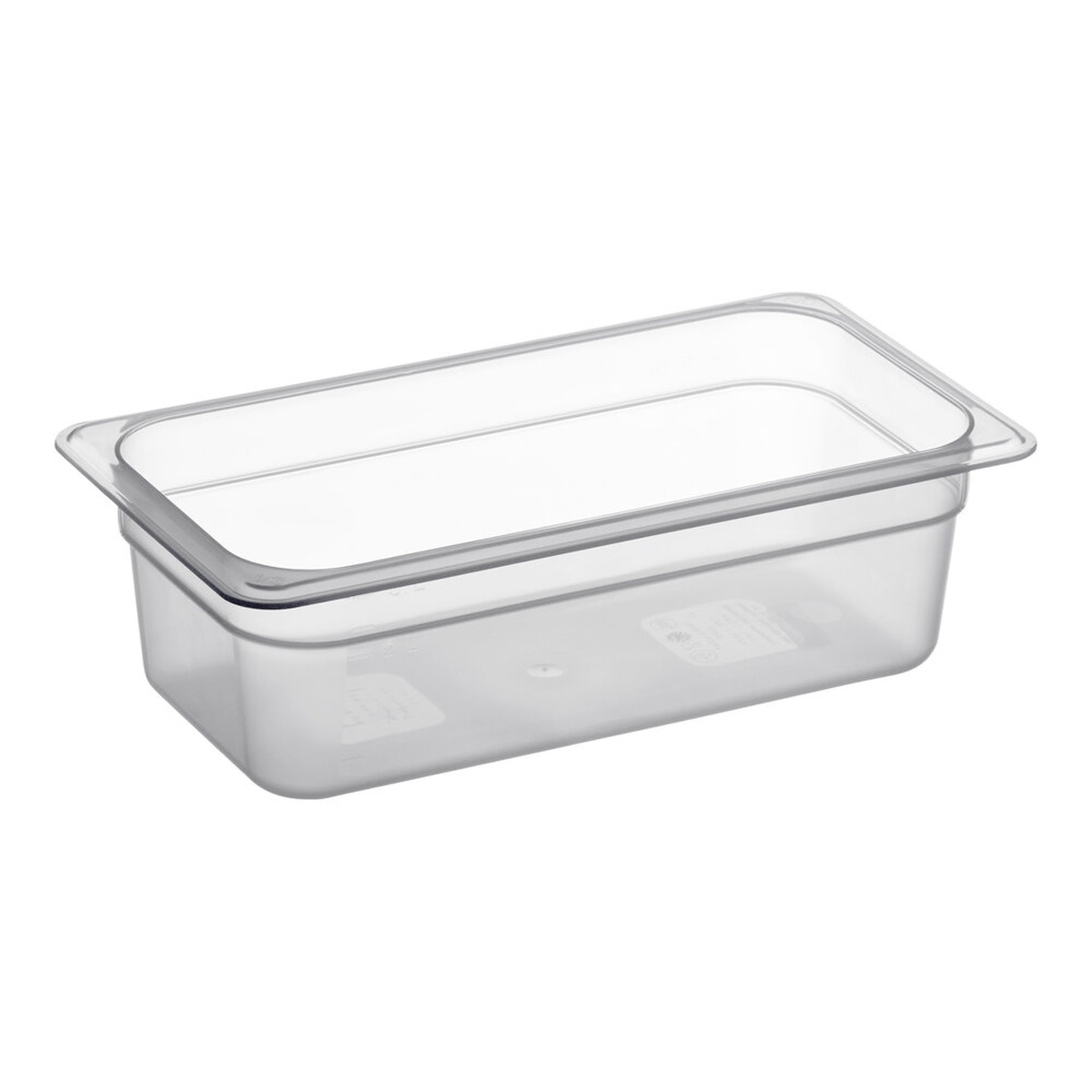 Cambro 34PP190 1/3 size translucent polypropylene food pan, 4 inches deep, shown on white background