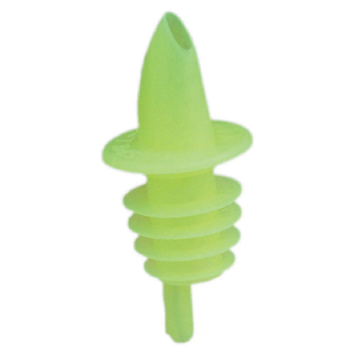 Spill-Stop 350-06 yellow flexible plastic free-flow liquor pourer with ribbed cork insert
