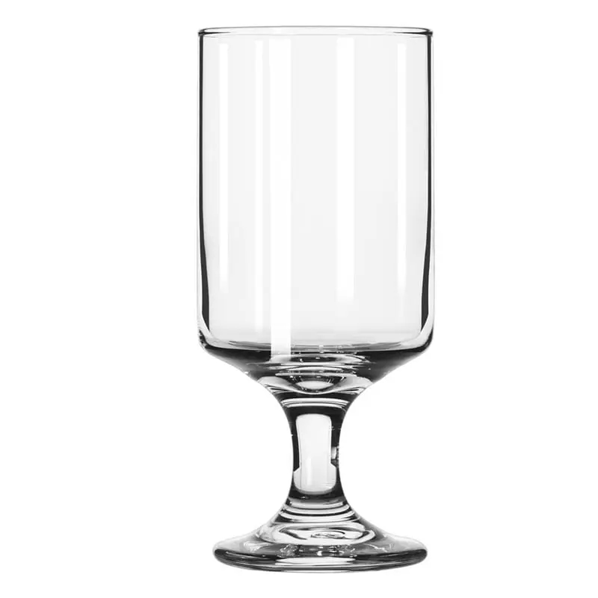 Libbey 3556 Lexington 11 oz. clear stemmed goblet with cylindrical bowl and elegant stem on white background