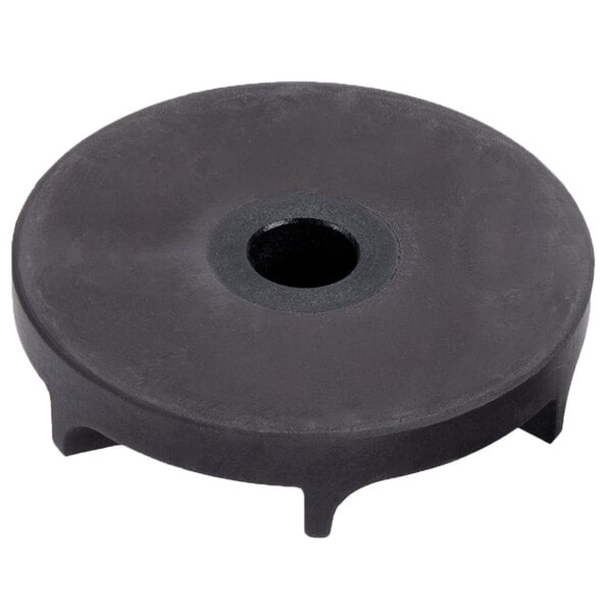 Crathco 3587 black MCX impeller bottom view showing smooth dome profile and fin tabs