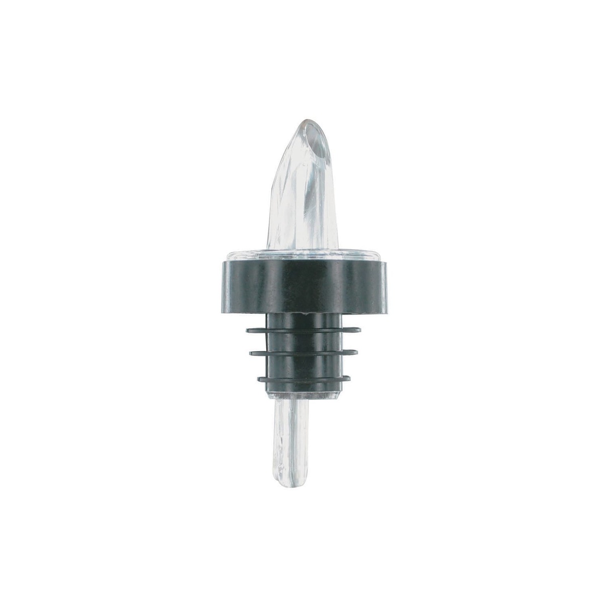 Spill-Stop 361-00 clear plastic pourer with black collar and soft poly-kork insert