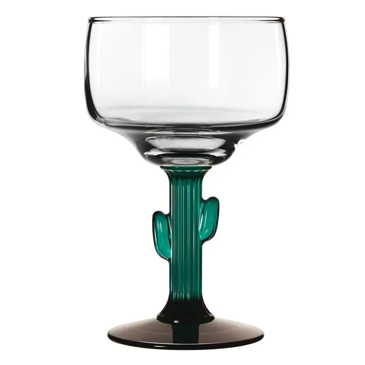Libbey 3619JS 12 oz Cactus Margarita Glass with crystal-clear bowl and juniper green cactus stem