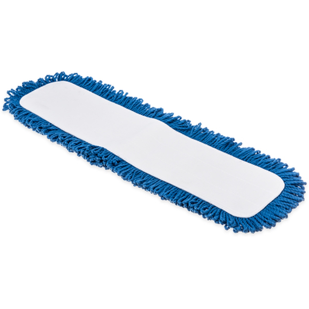 Carlisle Flo-Pac 24-inch blue microfiber dry mop pad with looped fringe and white microfiber center