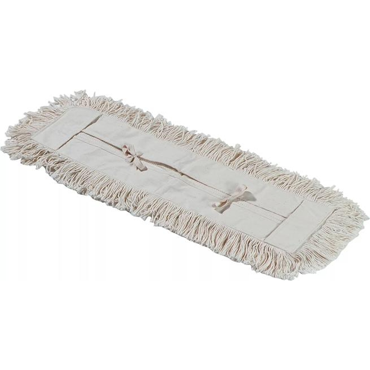 Sparta dust mop head flat view showing tie back strings and cotton yarn fringe detail