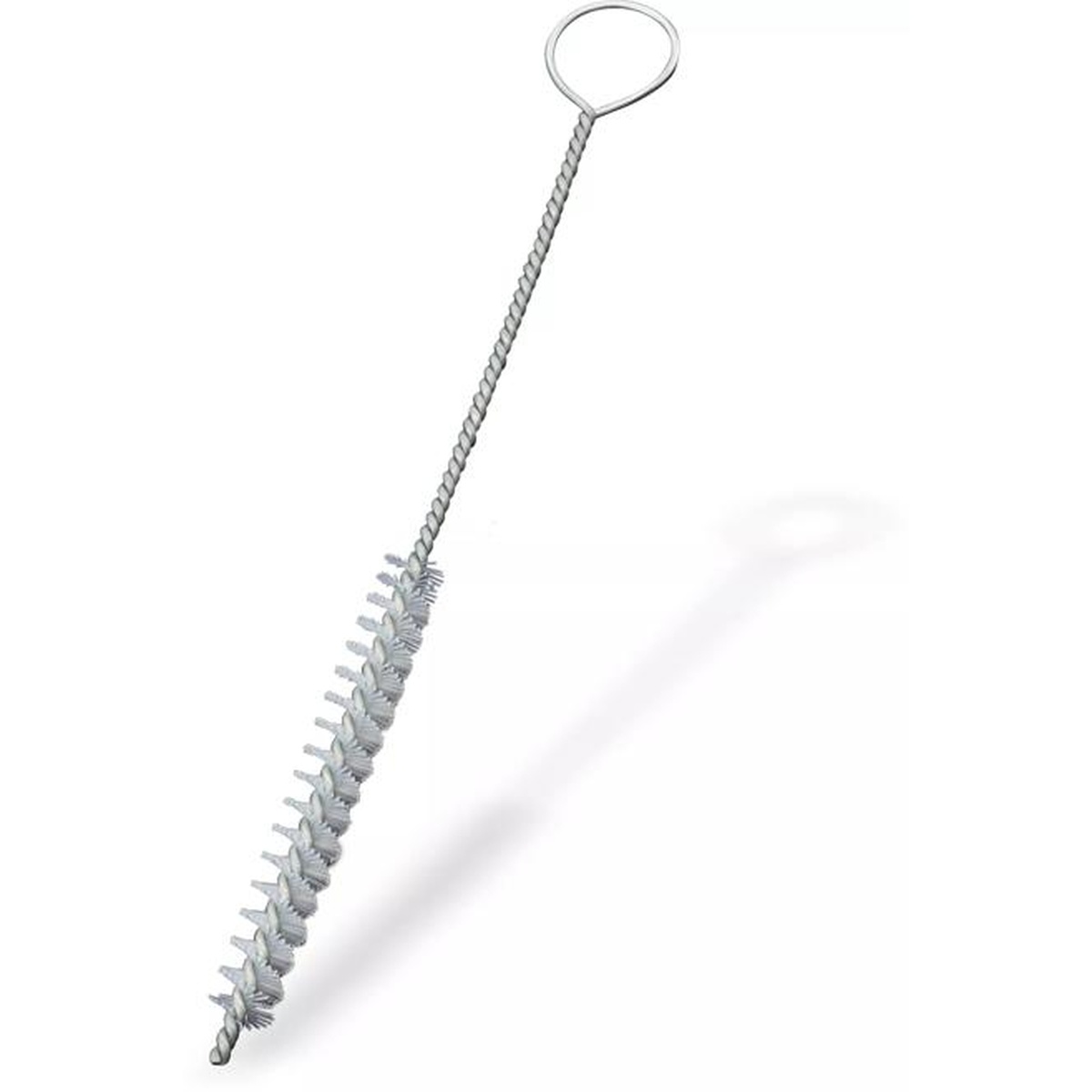 Flo-Pac Spout Brush 8-inch full view showing twisted wire handle with looped end and white nylon bristles