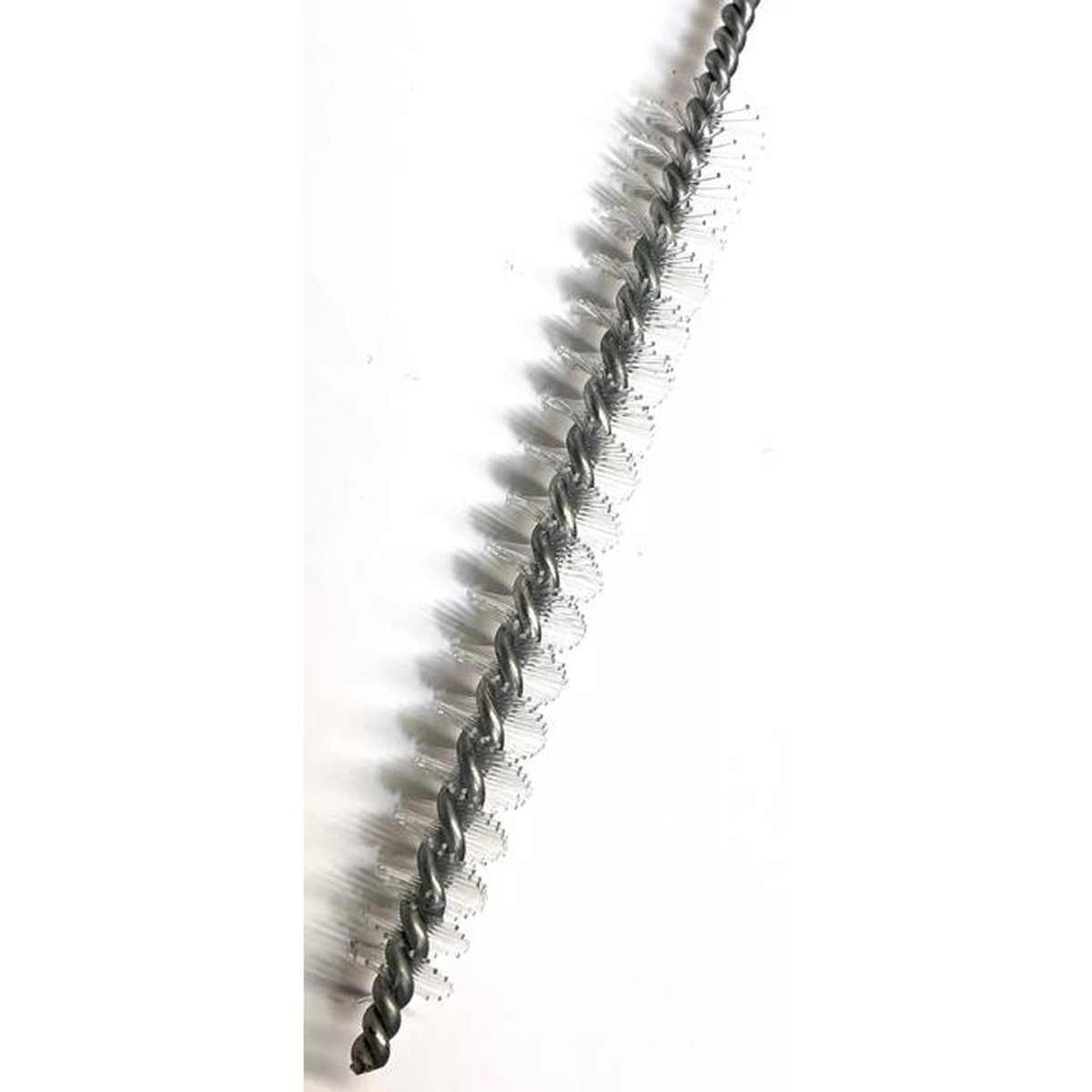 Detailed macro view of the twisted wire core and nylon bristle construction of the Flo-Pac Spout Brush