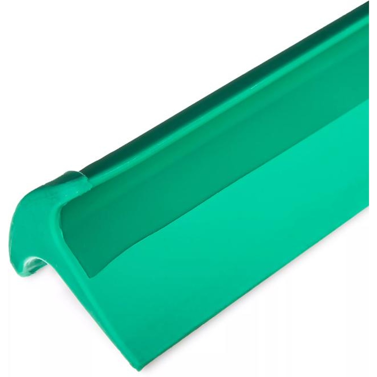 Close-up detail of thermoplastic rubber single blade edge on green squeegee