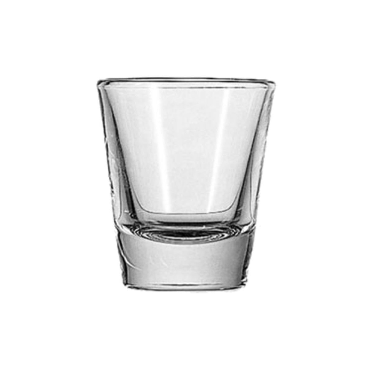 Anchor Hocking 3661U 1.5 oz whiskey shot glass showing thick sham base and tapered body