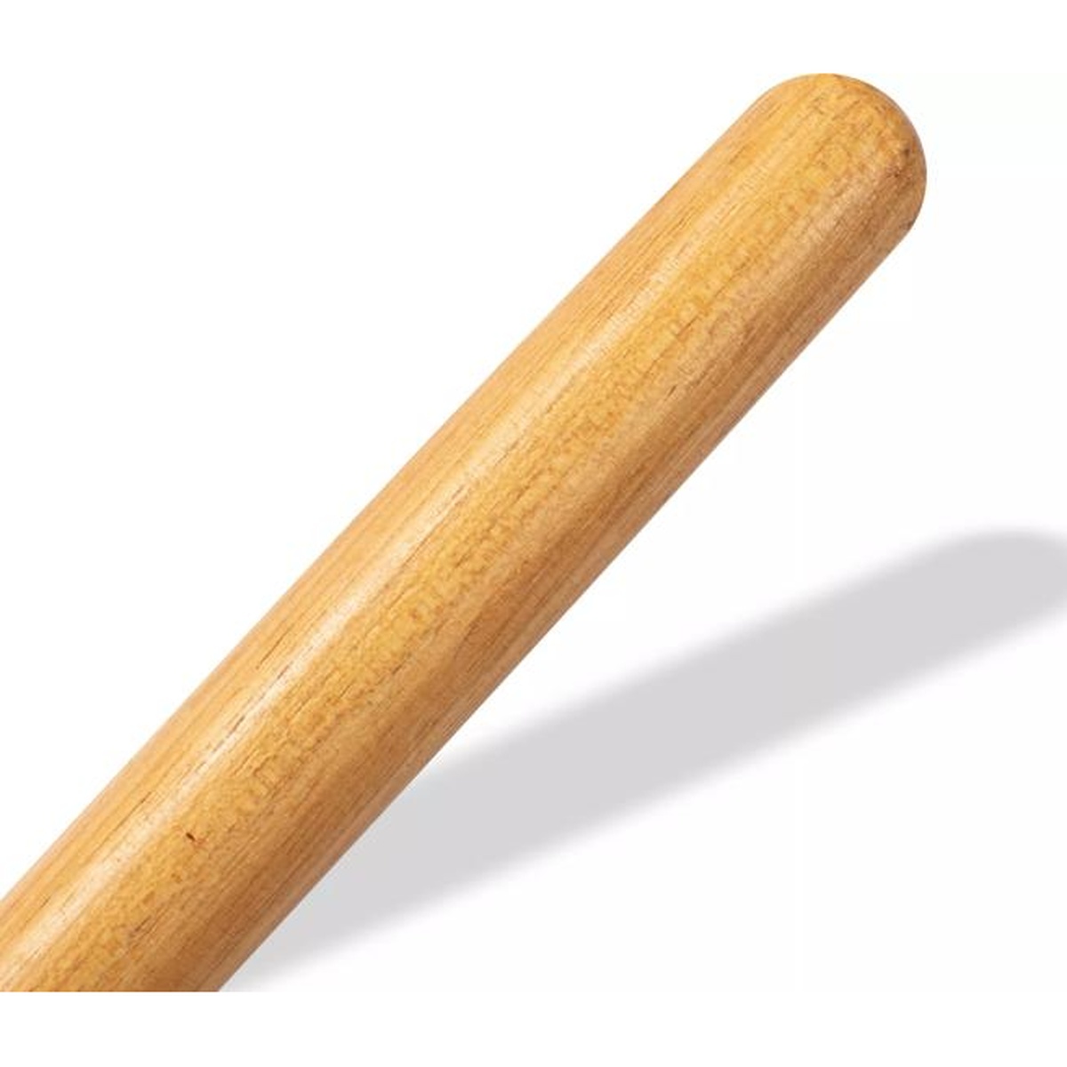 Close-up of the natural wood finish on the rounded top of the mop handle