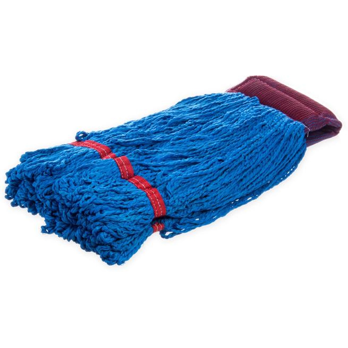 Sparta 20-inch blue loop end microfiber mop head with red band and maroon headband